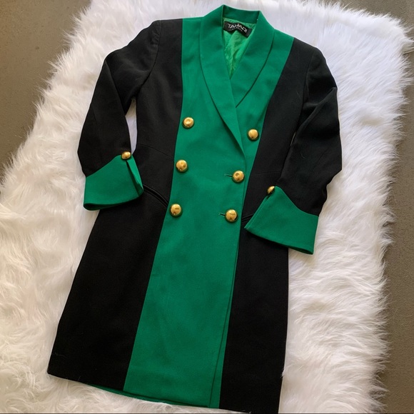 Vintage 80s Tahari Double Breasted Blazer Mini Dress sz. 2 - Picture 2 of 7